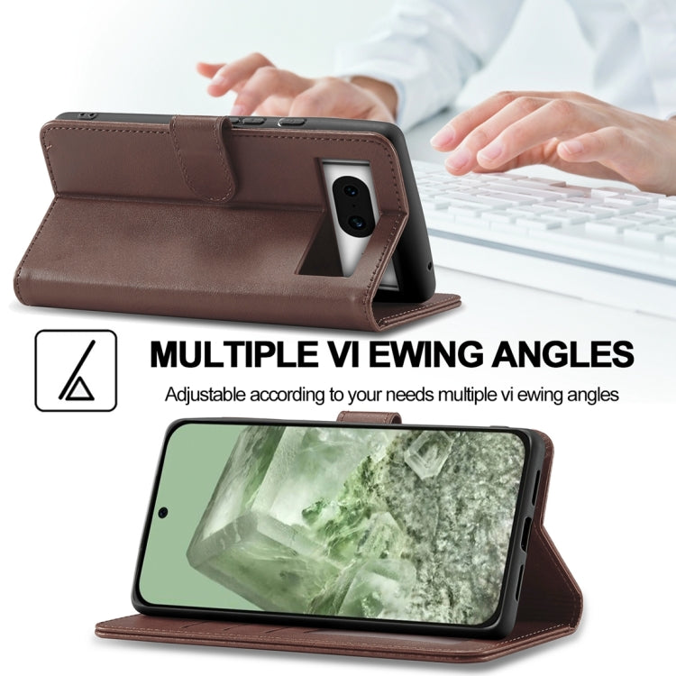 For Google Pixel 8a LC.IMEEKE Calf Texture Flip Leather Phone Case(Brown) by LC.IMEEKE