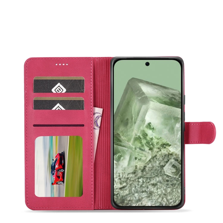 For Google Pixel 8a LC.IMEEKE Calf Texture Flip Leather Phone Case(Red) by LC.IMEEKE