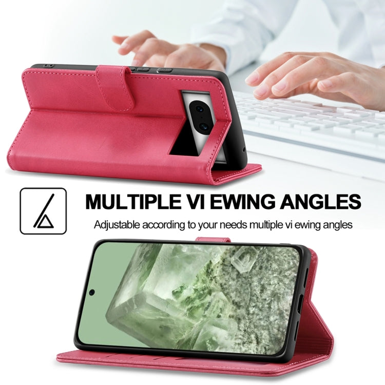 For Google Pixel 8a LC.IMEEKE Calf Texture Flip Leather Phone Case(Red) by LC.IMEEKE