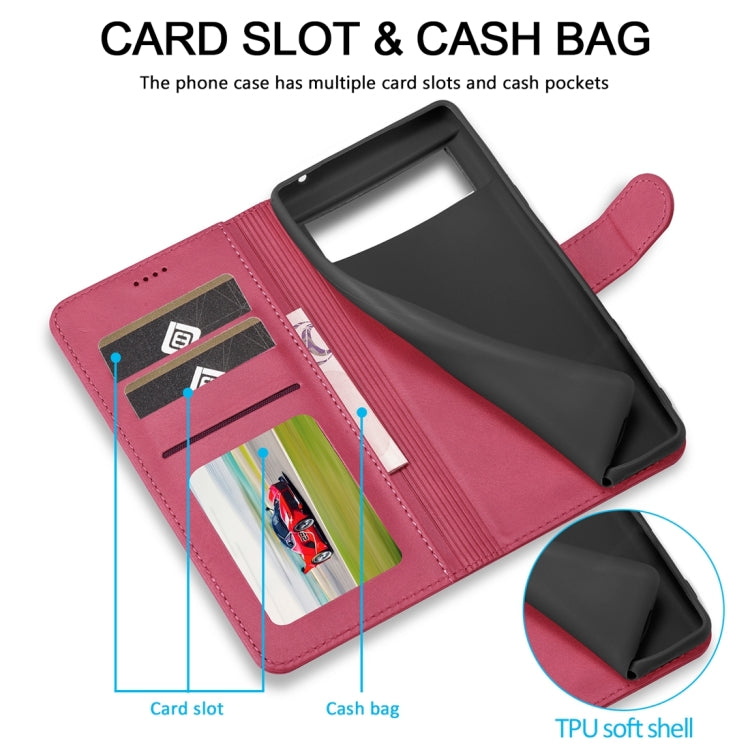 For Google Pixel 8a LC.IMEEKE Calf Texture Flip Leather Phone Case(Red) by LC.IMEEKE