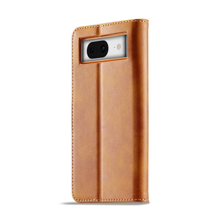 For Google Pixel 8a LC.IMEEKE Calf Texture Flip Leather Phone Case(Yellow) by LC.IMEEKE