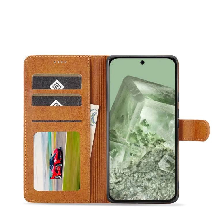 For Google Pixel 8a LC.IMEEKE Calf Texture Flip Leather Phone Case(Yellow) by LC.IMEEKE