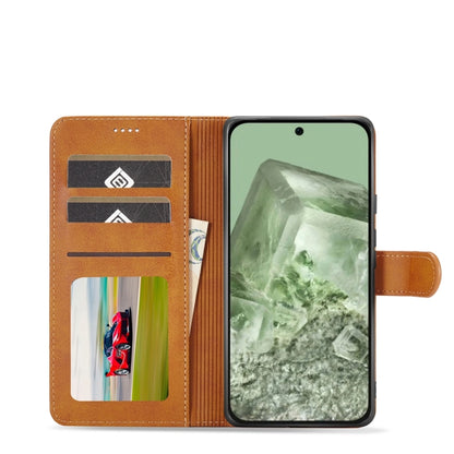 For Google Pixel 8a LC.IMEEKE Calf Texture Flip Leather Phone Case(Yellow) by LC.IMEEKE