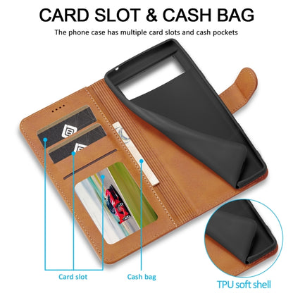 For Google Pixel 8a LC.IMEEKE Calf Texture Flip Leather Phone Case(Yellow) by LC.IMEEKE