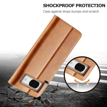 For Google Pixel 8a LC.IMEEKE Calf Texture Flip Leather Phone Case(Yellow) by LC.IMEEKE