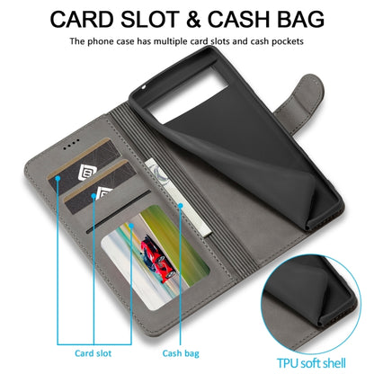 For Google Pixel 8a LC.IMEEKE Calf Texture Flip Leather Phone Case(Grey) by LC.IMEEKE