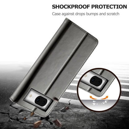 For Google Pixel 8a LC.IMEEKE Calf Texture Flip Leather Phone Case(Grey) by LC.IMEEKE