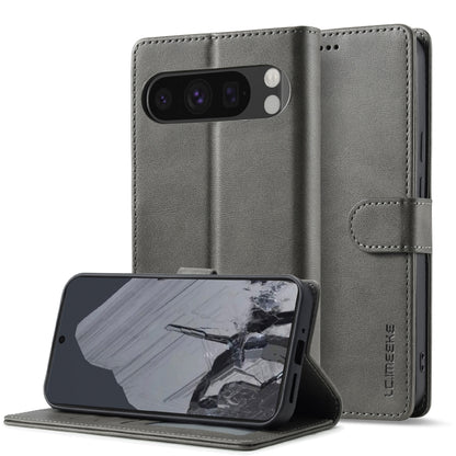 For Google Pixel 9 Pro XL LC.IMEEKE Calf Texture Flip Leather Phone Case(Grey) by LC.IMEEKE