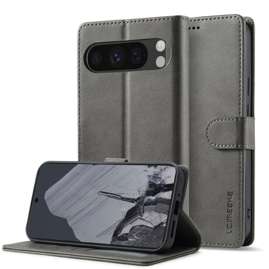 For Google Pixel 9 Pro XL LC.IMEEKE Calf Texture Flip Leather Phone Case(Grey) by LC.IMEEKE