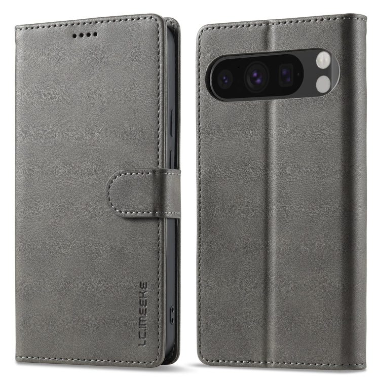 For Google Pixel 9 Pro XL LC.IMEEKE Calf Texture Flip Leather Phone Case(Grey) by LC.IMEEKE