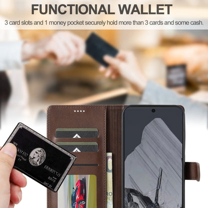 For Google Pixel 9 / 9 Pro LC.IMEEKE Calf Texture Flip Leather Phone Case(Brown) by LC.IMEEKE