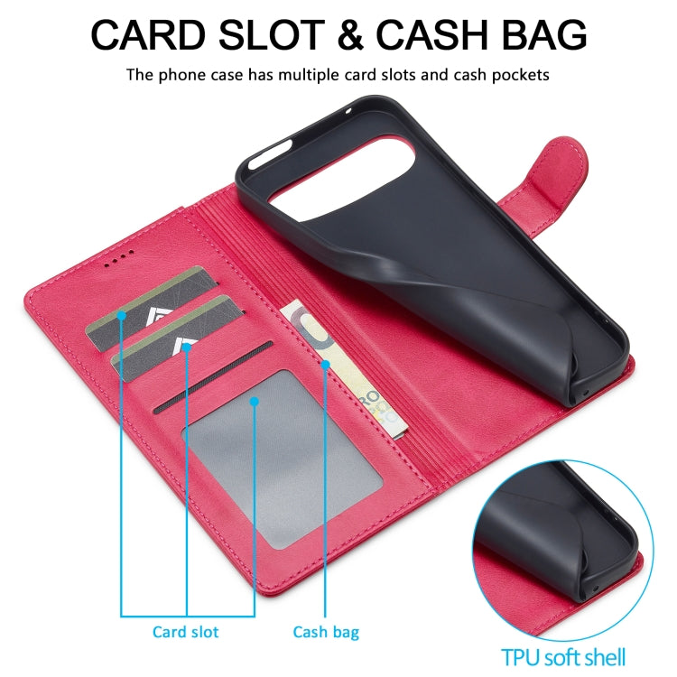 For Google Pixel 9 / 9 Pro LC.IMEEKE Calf Texture Flip Leather Phone Case(Red) by LC.IMEEKE