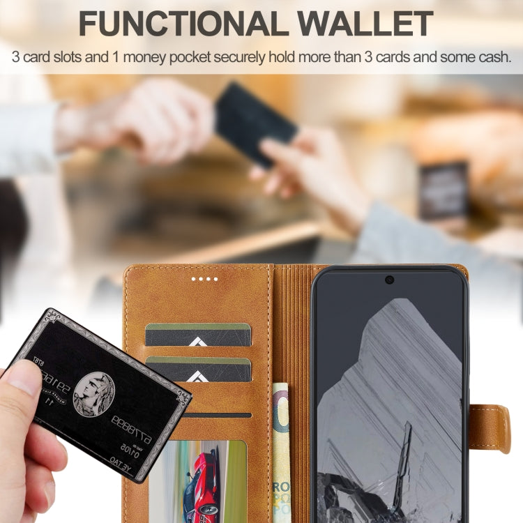 For Google Pixel 9 / 9 Pro LC.IMEEKE Calf Texture Flip Leather Phone Case(Yellow) by LC.IMEEKE