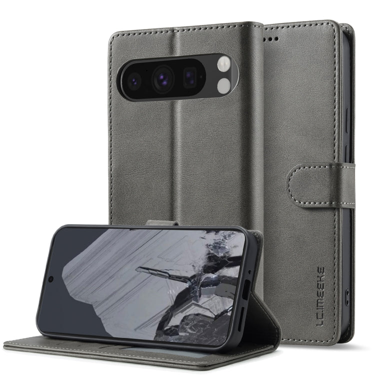 For Google Pixel 9 / 9 Pro LC.IMEEKE Calf Texture Flip Leather Phone Case(Grey) by LC.IMEEKE