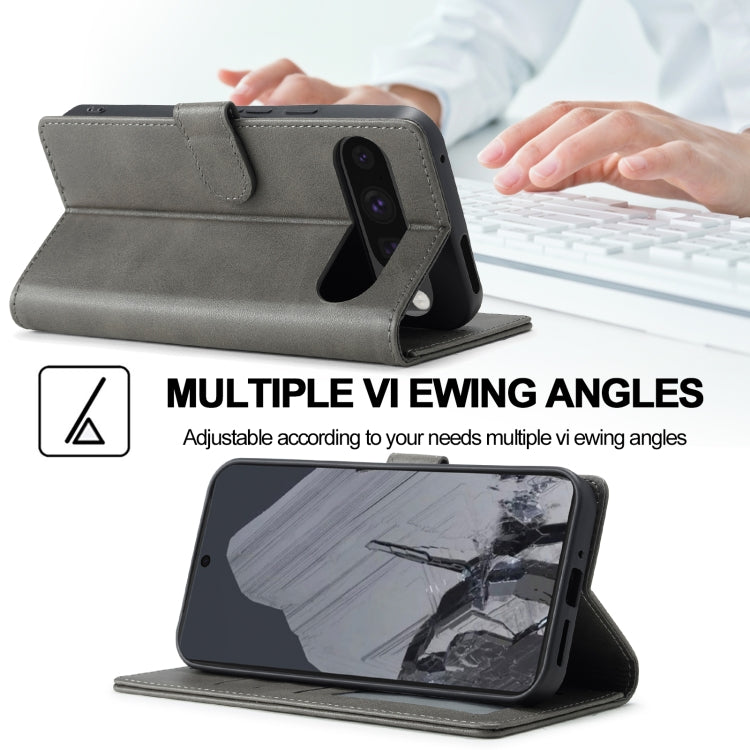 For Google Pixel 9 / 9 Pro LC.IMEEKE Calf Texture Flip Leather Phone Case(Grey) by LC.IMEEKE