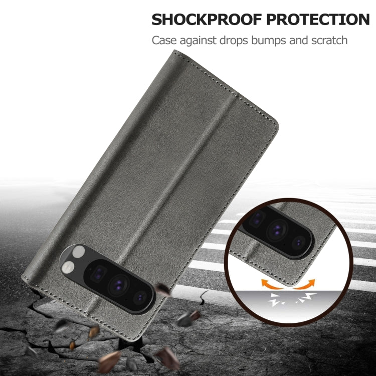 For Google Pixel 9 / 9 Pro LC.IMEEKE Calf Texture Flip Leather Phone Case(Grey) by LC.IMEEKE