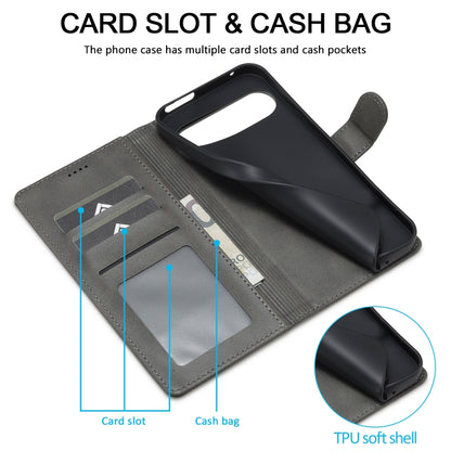 For Google Pixel 9 / 9 Pro LC.IMEEKE Calf Texture Flip Leather Phone Case(Grey) by LC.IMEEKE