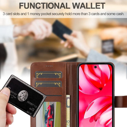 For Google Pixel 9a LC.IMEEKE Calf Texture Flip Leather Phone Case(Brown) by LC.IMEEKE