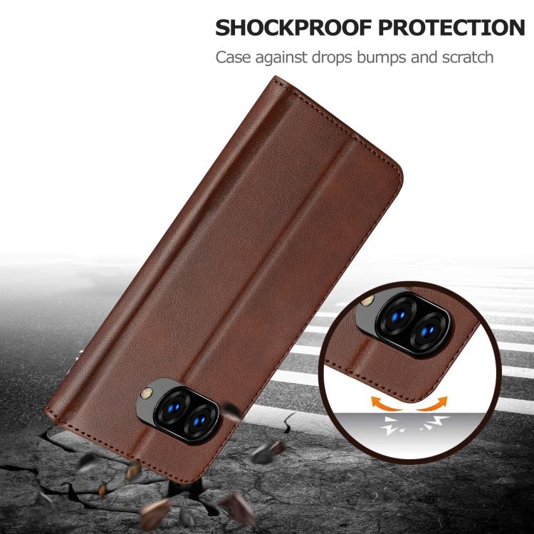 For Google Pixel 9a LC.IMEEKE Calf Texture Flip Leather Phone Case(Brown) by LC.IMEEKE