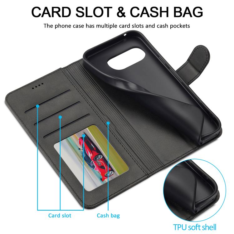 For Google Pixel 9a LC.IMEEKE Calf Texture Flip Leather Phone Case(Black) by LC.IMEEKE