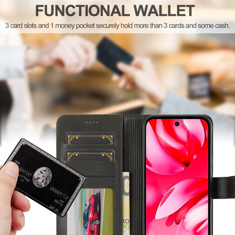 For Google Pixel 9a LC.IMEEKE Calf Texture Flip Leather Phone Case(Black) by LC.IMEEKE