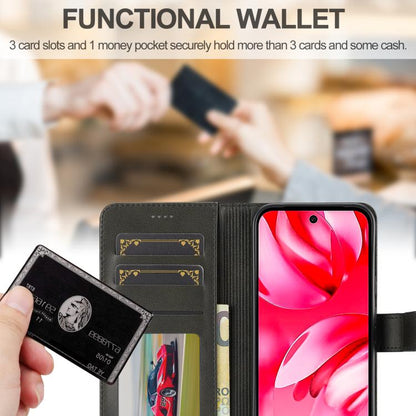 For Google Pixel 9a LC.IMEEKE Calf Texture Flip Leather Phone Case(Black) by LC.IMEEKE