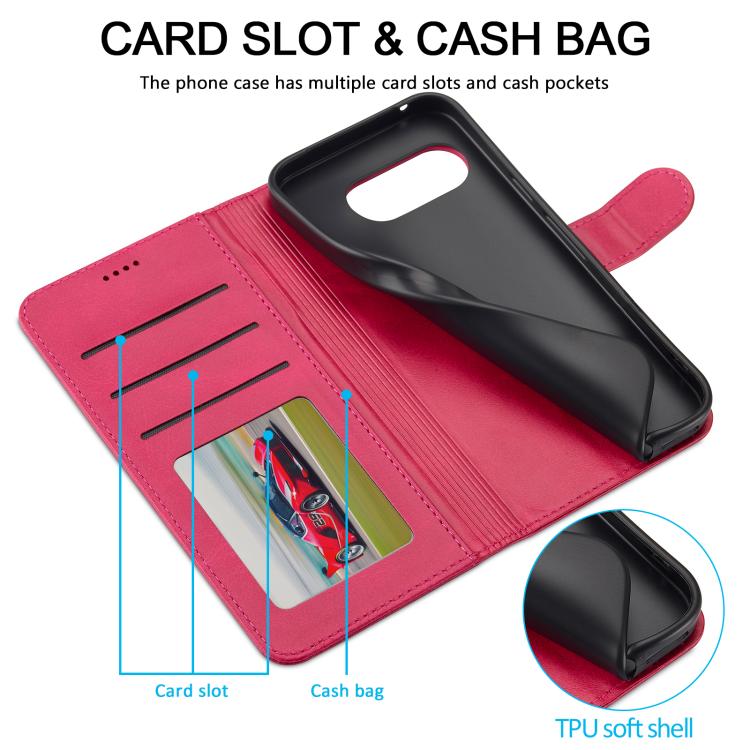 For Google Pixel 9a LC.IMEEKE Calf Texture Flip Leather Phone Case(Red) by LC.IMEEKE