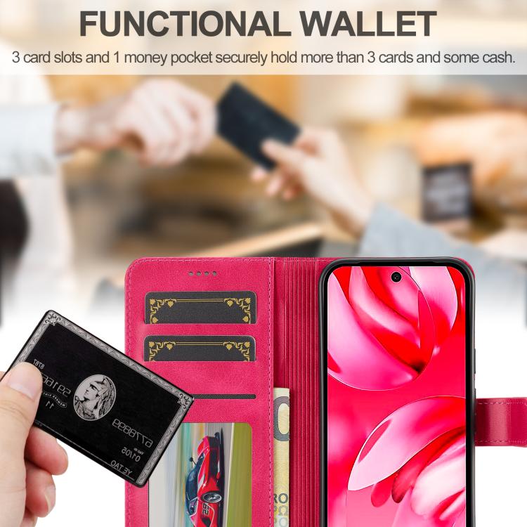 For Google Pixel 9a LC.IMEEKE Calf Texture Flip Leather Phone Case(Red) by LC.IMEEKE