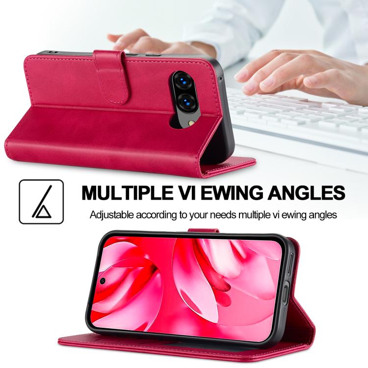 For Google Pixel 9a LC.IMEEKE Calf Texture Flip Leather Phone Case(Red) by LC.IMEEKE