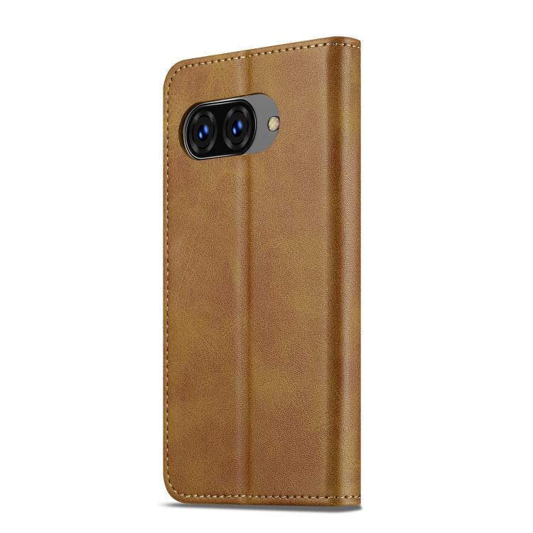 For Google Pixel 9a LC.IMEEKE Calf Texture Flip Leather Phone Case(Yellow) by LC.IMEEKE
