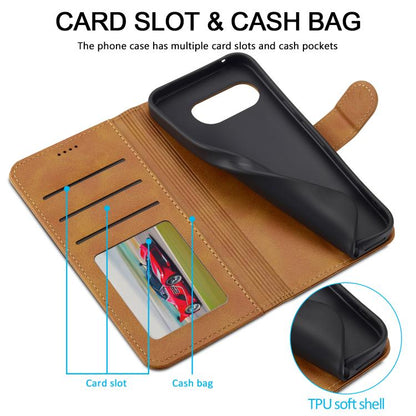 For Google Pixel 9a LC.IMEEKE Calf Texture Flip Leather Phone Case(Yellow) by LC.IMEEKE