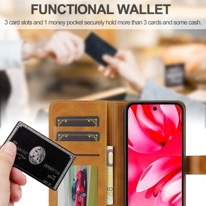 For Google Pixel 9a LC.IMEEKE Calf Texture Flip Leather Phone Case(Yellow) by LC.IMEEKE