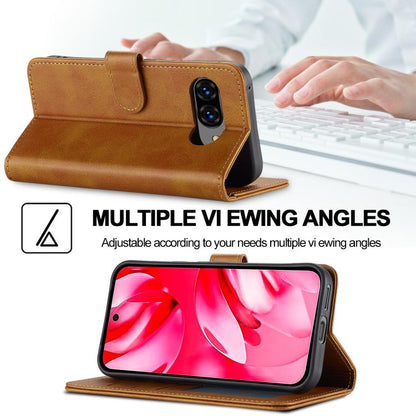 For Google Pixel 9a LC.IMEEKE Calf Texture Flip Leather Phone Case(Yellow) by LC.IMEEKE