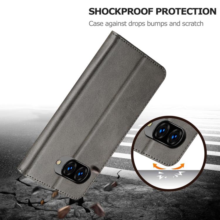 For Google Pixel 9a LC.IMEEKE Calf Texture Flip Leather Phone Case(Grey) by LC.IMEEKE