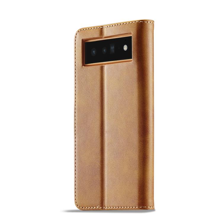 For Google Pixel 6a LC.IMEEKE Calf Texture Flip Leather Phone Case(Brown) by LC.IMEEKE