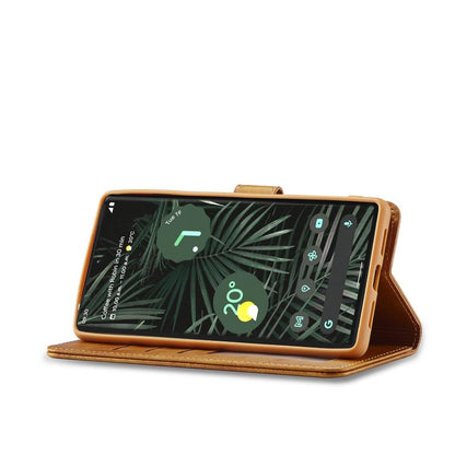 For Google Pixel 6a LC.IMEEKE Calf Texture Flip Leather Phone Case(Brown) by LC.IMEEKE