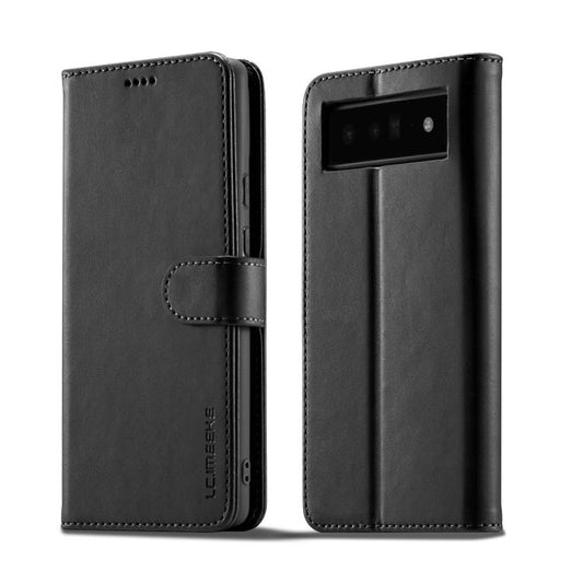 For Google Pixel 6a LC.IMEEKE Calf Texture Flip Leather Phone Case(Black) by LC.IMEEKE