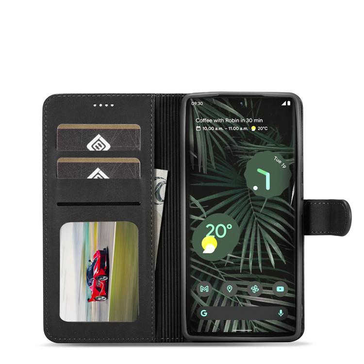 For Google Pixel 6a LC.IMEEKE Calf Texture Flip Leather Phone Case(Black) by LC.IMEEKE