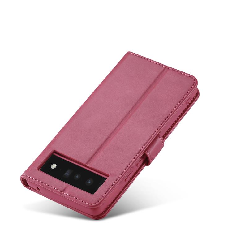 For Google Pixel 6a LC.IMEEKE Calf Texture Flip Leather Phone Case(Red) by LC.IMEEKE
