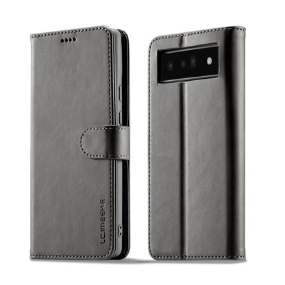 For Google Pixel 6a LC.IMEEKE Calf Texture Flip Leather Phone Case(Grey) by LC.IMEEKE