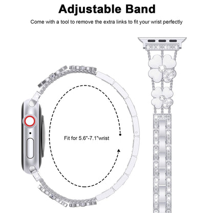For Apple Watch 8 41mm Petal Metal Diamond Watch Band(Sliver+White) by bashfashion