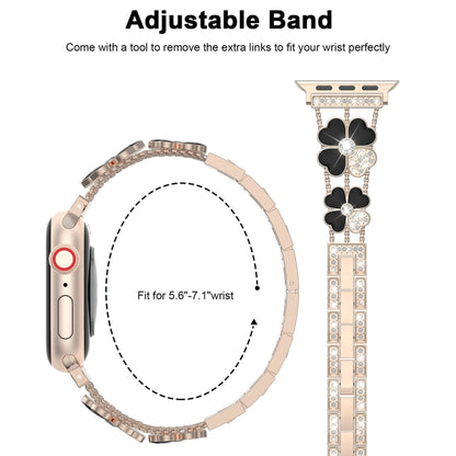 For Apple Watch 4 40mm Petal Metal Diamond Watch Band(Rose Gold+Black) by bashfashion
