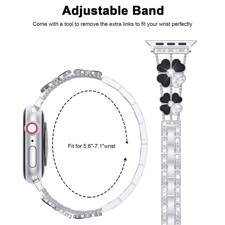 For Apple Watch 2 38mm Petal Metal Diamond Watch Band(Sliver+Black) by bashfashion