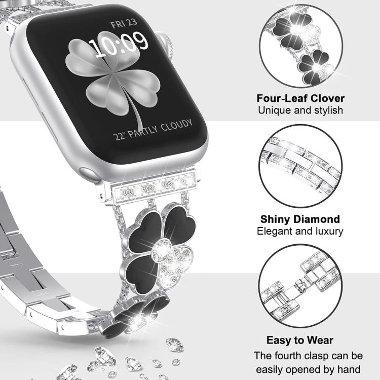 For Apple Watch 2 38mm Petal Metal Diamond Watch Band(Sliver+Black) by bashfashion