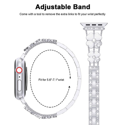 For Apple Watch 2 42 mm Petal Metal Diamond Watch Band(Sliver+White) by bashfashion