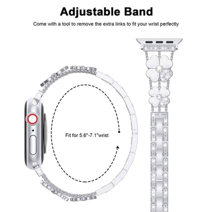 For Apple Watch SE 2023 40mm Petal Metal Diamond Watch Band(Sliver+White) by bashfashion