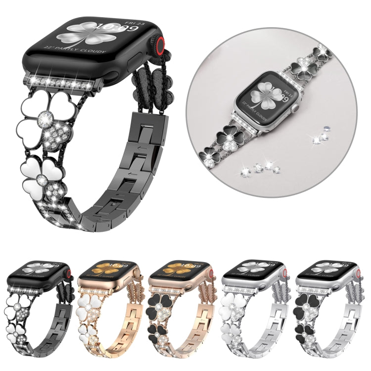 For Apple Watch 2 38mm Petal Metal Diamond Watch Band(Rose Gold+Black) by bashfashion