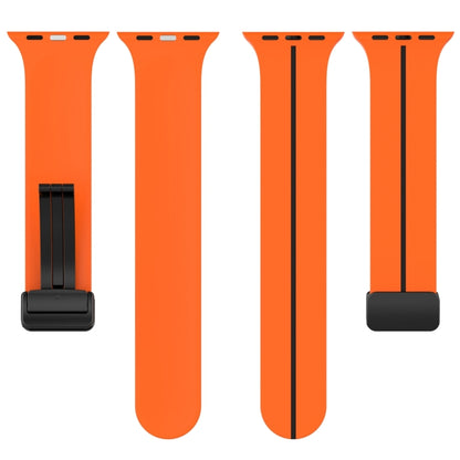 Two Color Folding Buckle Silicone Watch Band For Apple Watch Ultra 49mm(Orange+Black) by bashfashion