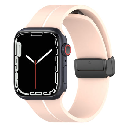 Two Color Folding Buckle Silicone Watch Band For Apple Watch Ultra 49mm(Pink+White) by bashfashion