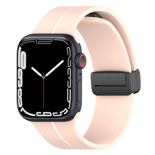 Two Color Folding Buckle Silicone Watch Band For Apple Watch Ultra 49mm(Pink+White) by bashfashion